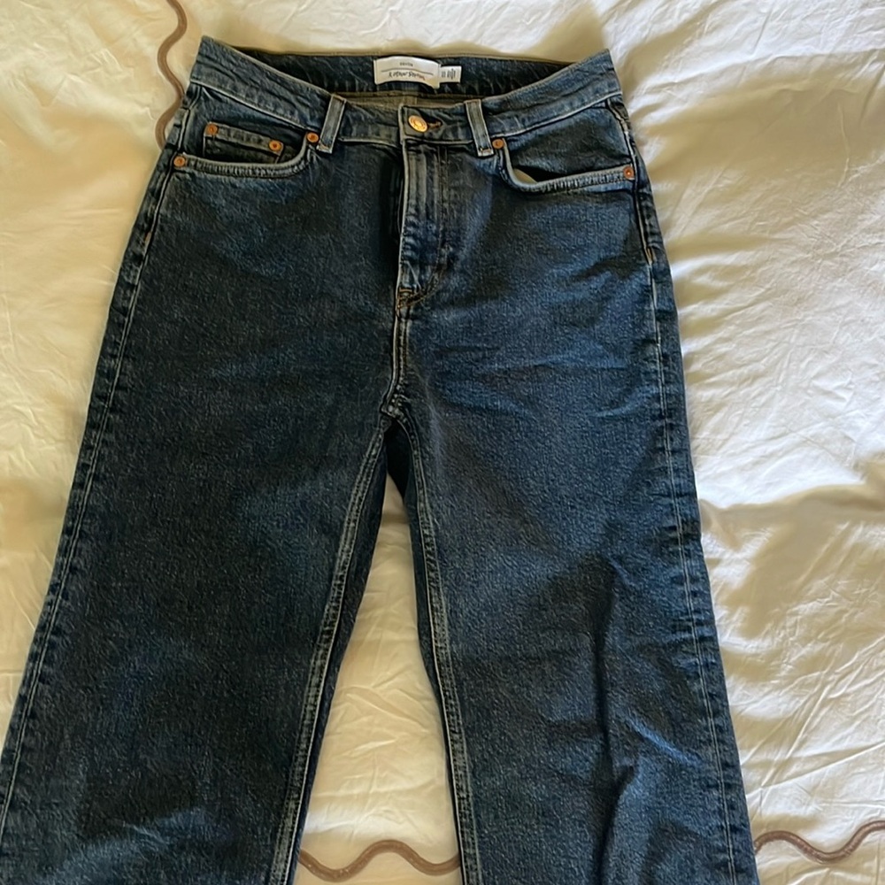 &other stories straight leg jeans medium dark wash